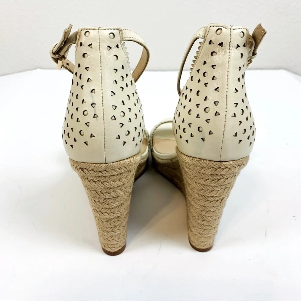 Botkier Jamie Preforated Leather Espadrille Wedge Sandal Size 10